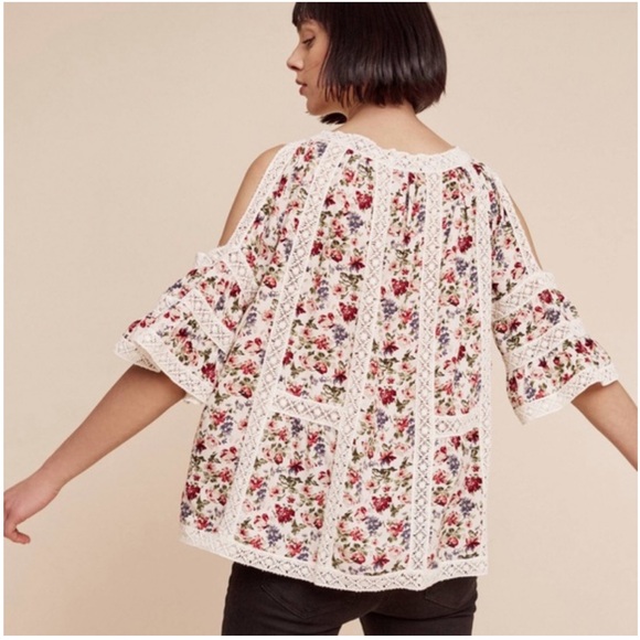 ANTHROPOLOGIE Blue Tassel Blouse / Size XS - Picture 2 of 9